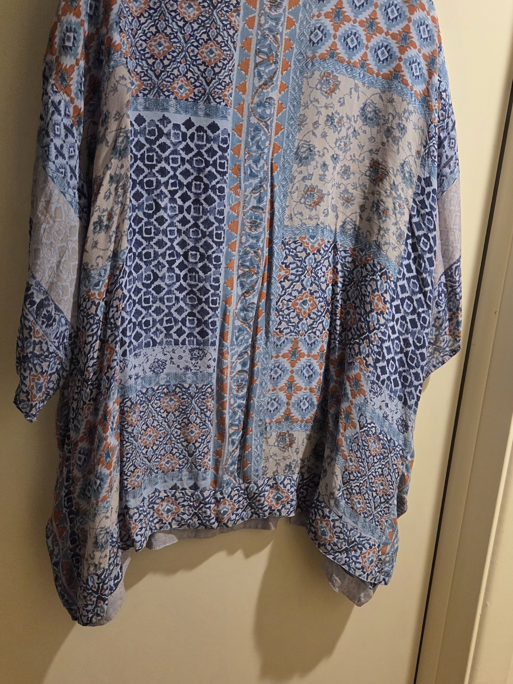 Coldwater Creek Women's Boho Blue & Rust Patterned V-Neck Fall Transition 3X - Picture 2 of 7